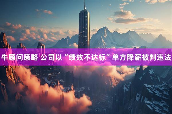 牛顾问策略 公司以“绩效不达标”单方降薪被判违法